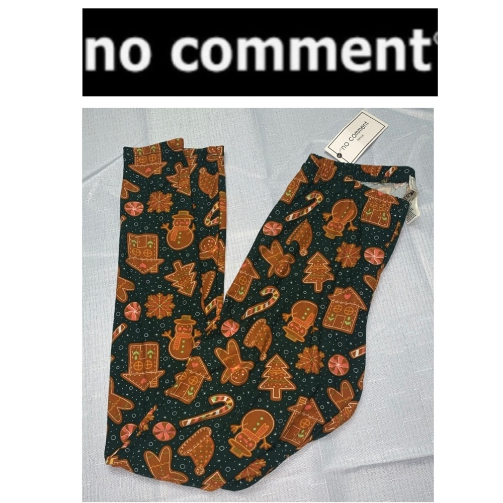 🎄 Christmas NO COMMENT Holiday Gingerbread Junior’s Lightweight Leggings NWT S